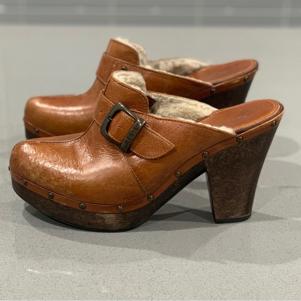 FRYE Shearling Clogs